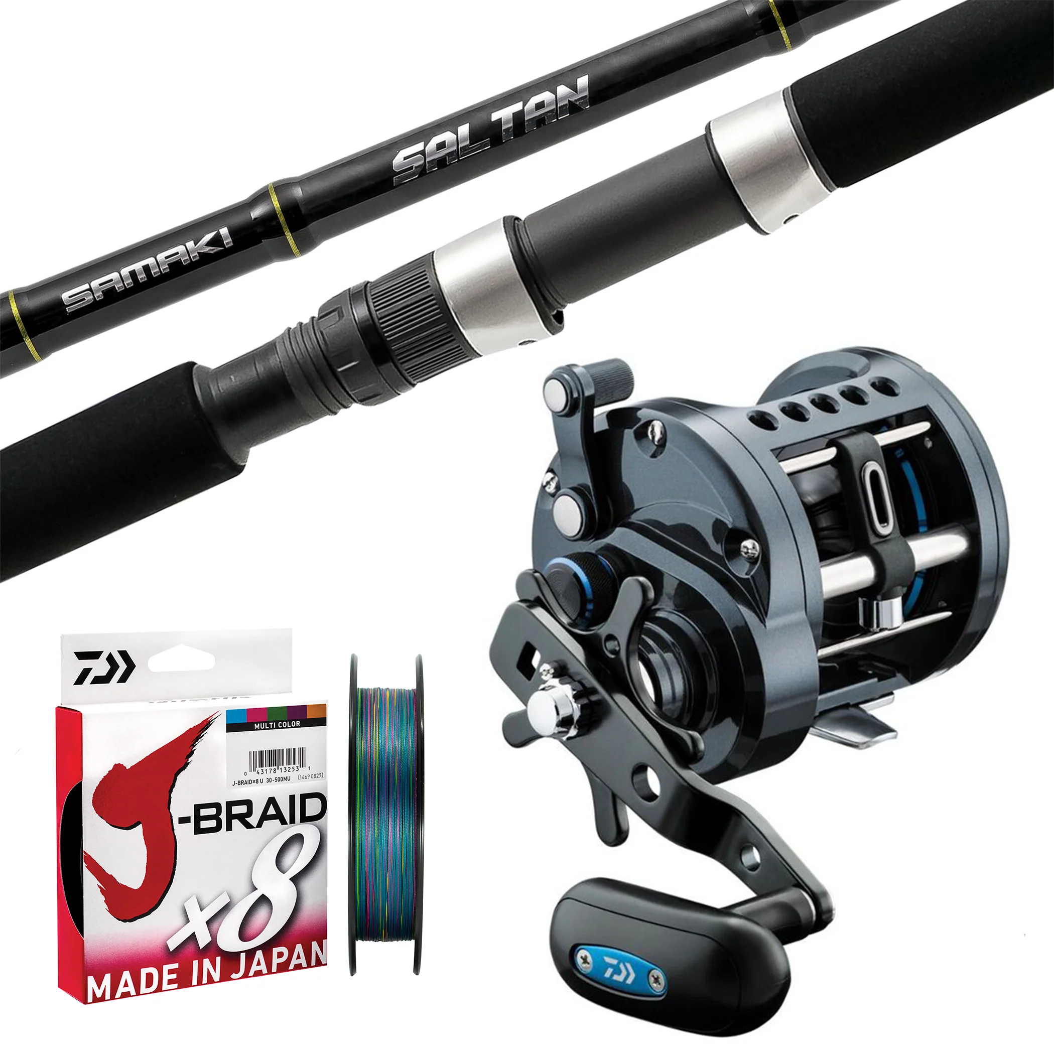 Samaki Saltan 5'7" 1pc 40-60lb/ Daiwa 23 Saltist Levelwind 40HB/ Daiwa J-Braid 50lb 500m - Multicolour
