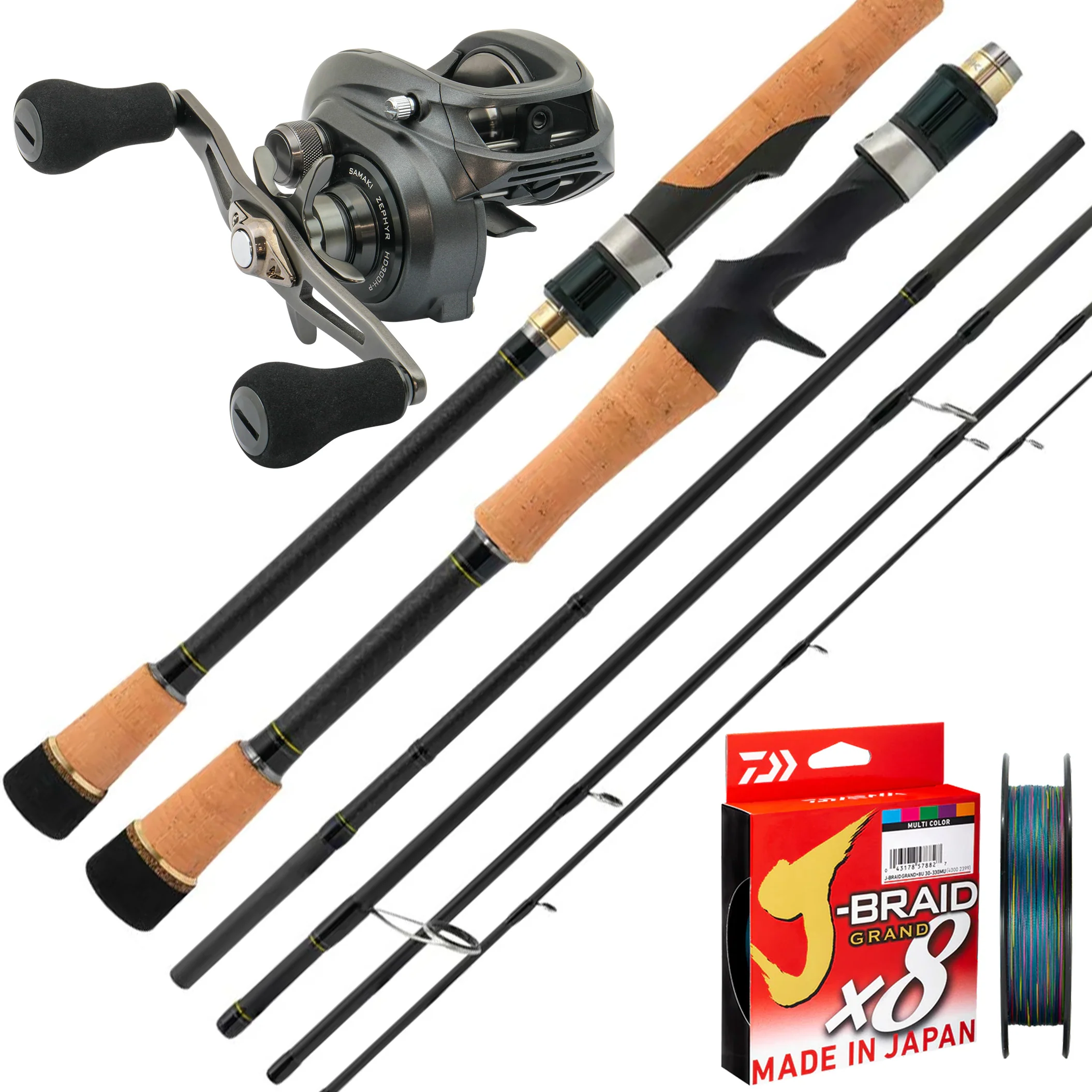 Samaki Vagabond Travel 6' 5pc 12-20lb/ Samaki Zing HD 300HD/ Daiwa J-Braid Grand 40lb 150m - Multicolour