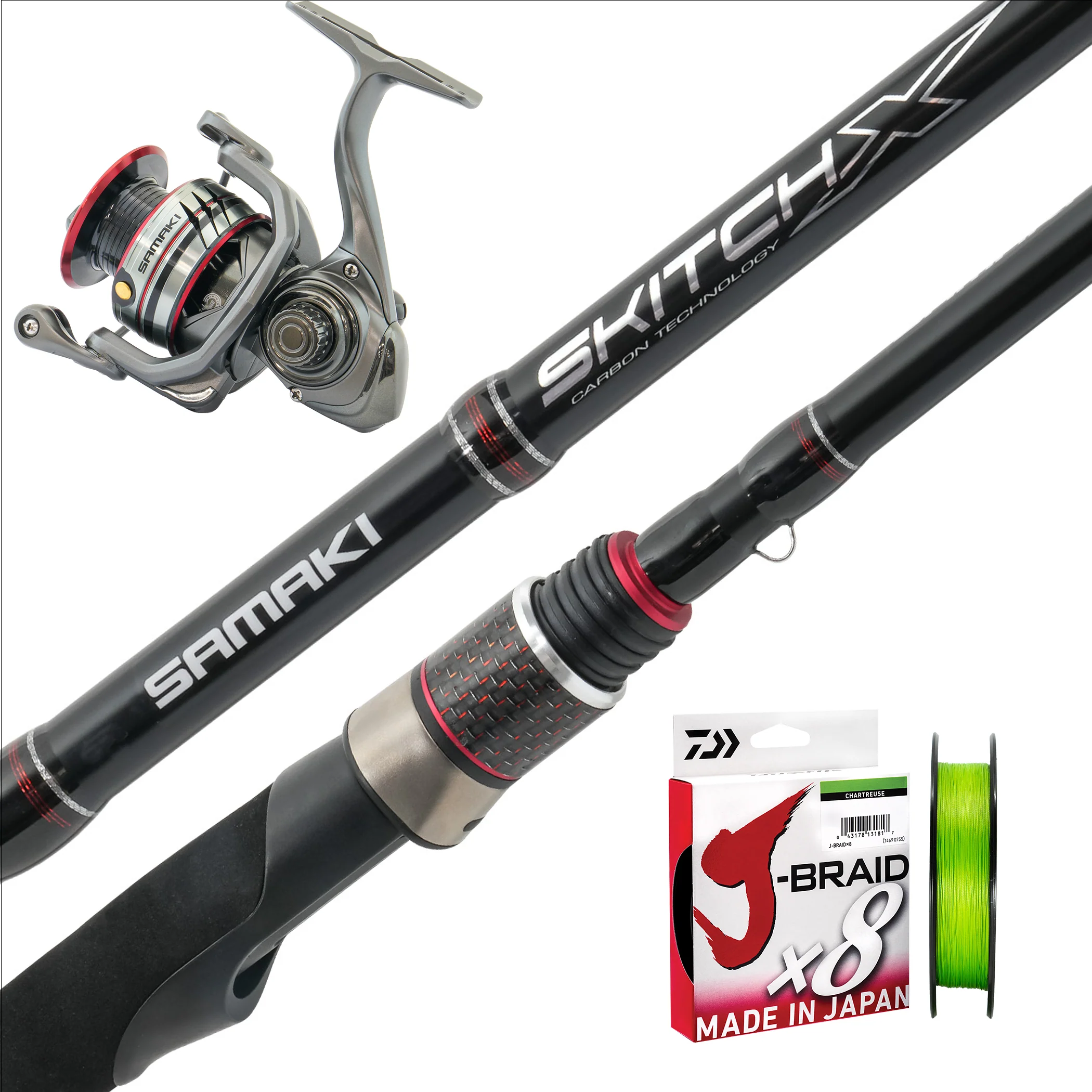 Samaki Skitch X 7'2pc 4-8lb/ Samaki Sora 2500/ Daiwa J-Braid 8lb 150m - Chartreuse