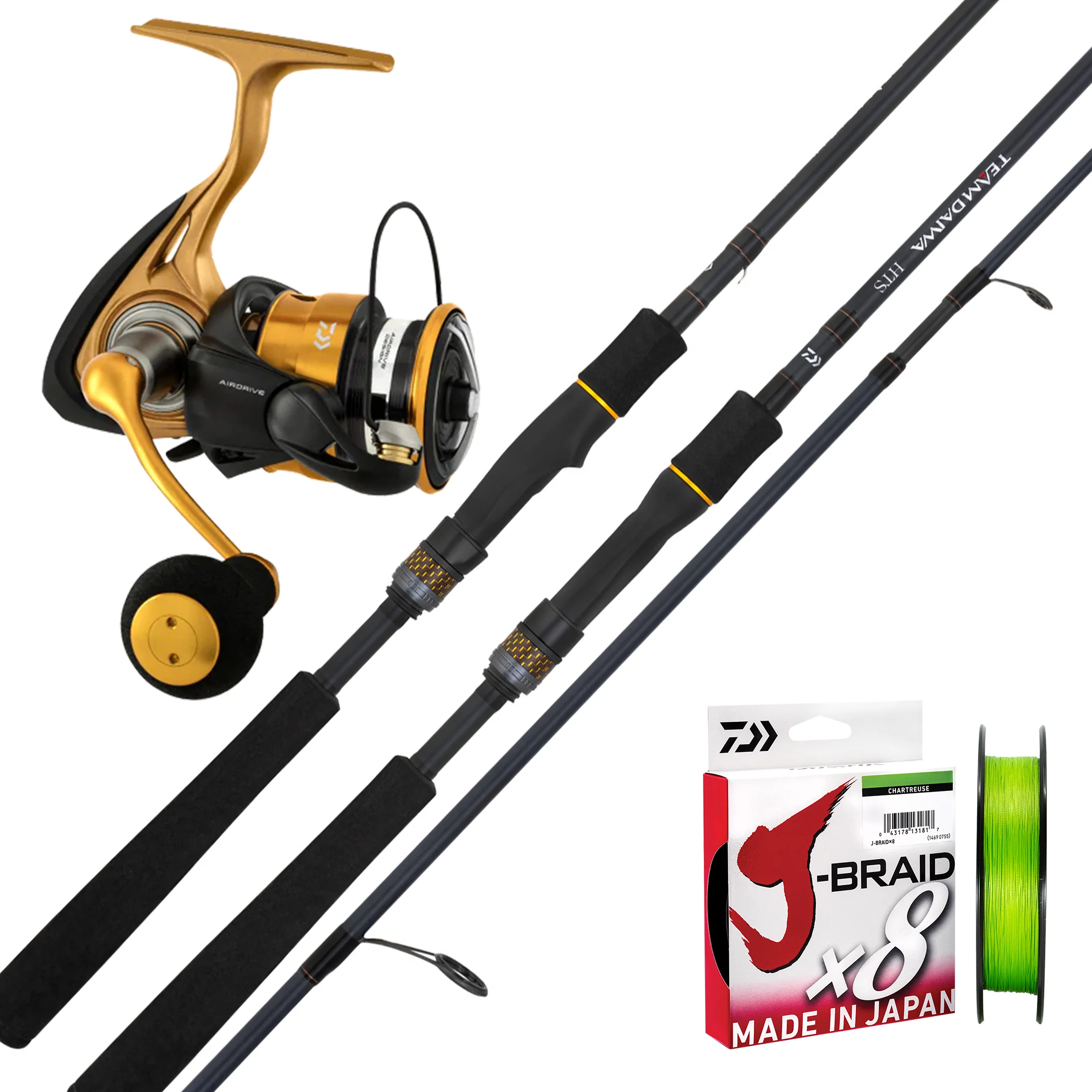 Daiwa 24 HTS 2-5kg 7'2pc/ Daiwa 23 Aird 2500/ Daiwa J-Braid 8lb 150m - Chartreuse