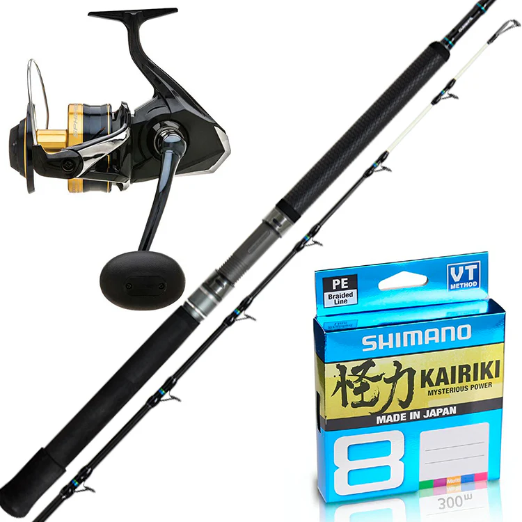 Shimano Hydra 6' 1pc 15-24kg/ Shimano Spheros 8000HGA/ Shimano Kairiki 50lb 300m - Multi-Colour
