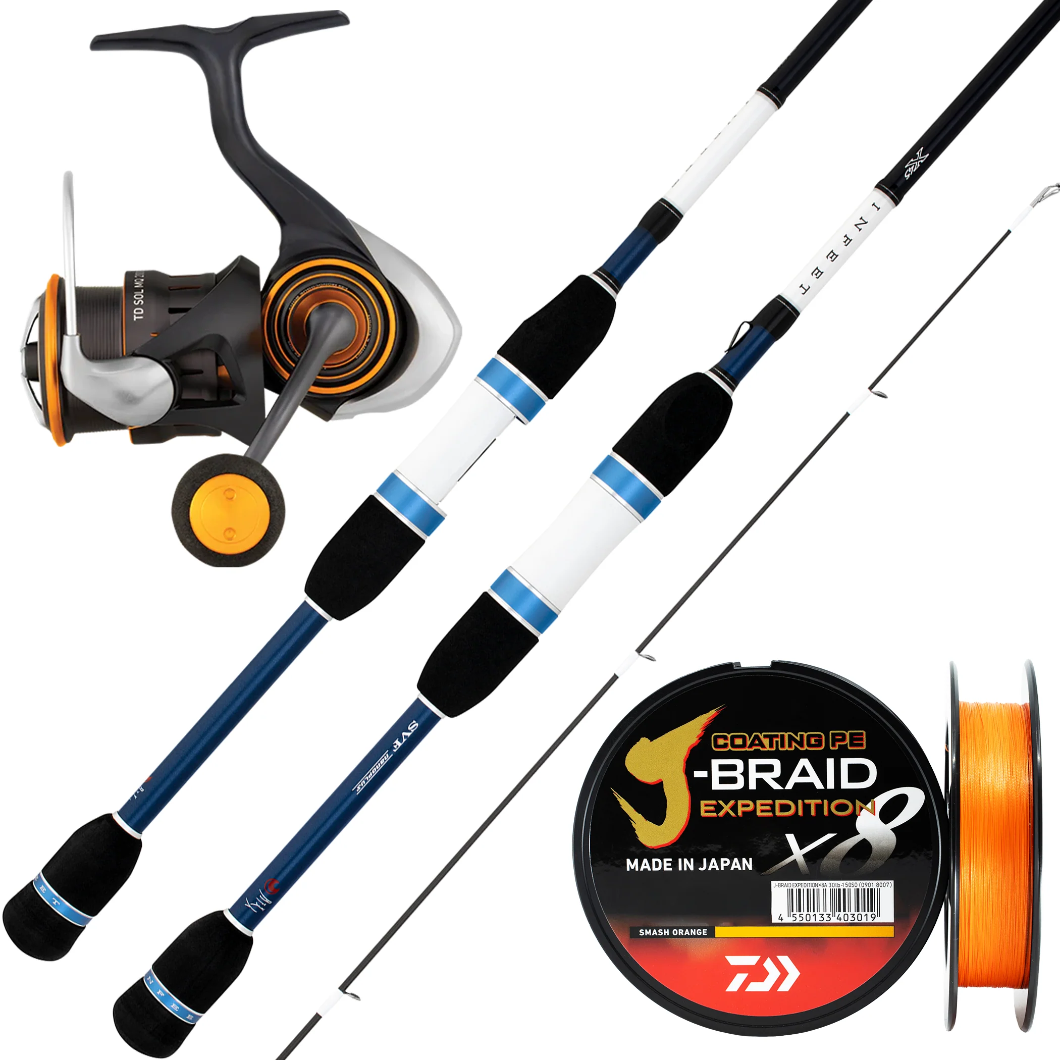 Daiwa 23 Infeet Z 7' 2pc 1-4kg LRS / Daiwa 25 TD SOL MQ 2500S/ Daiwa J-Braid Expedition 0.6 8lb 150m - Orange