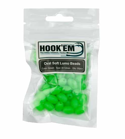 Hookem Fishing Oval Lumo Beads 50pc Green