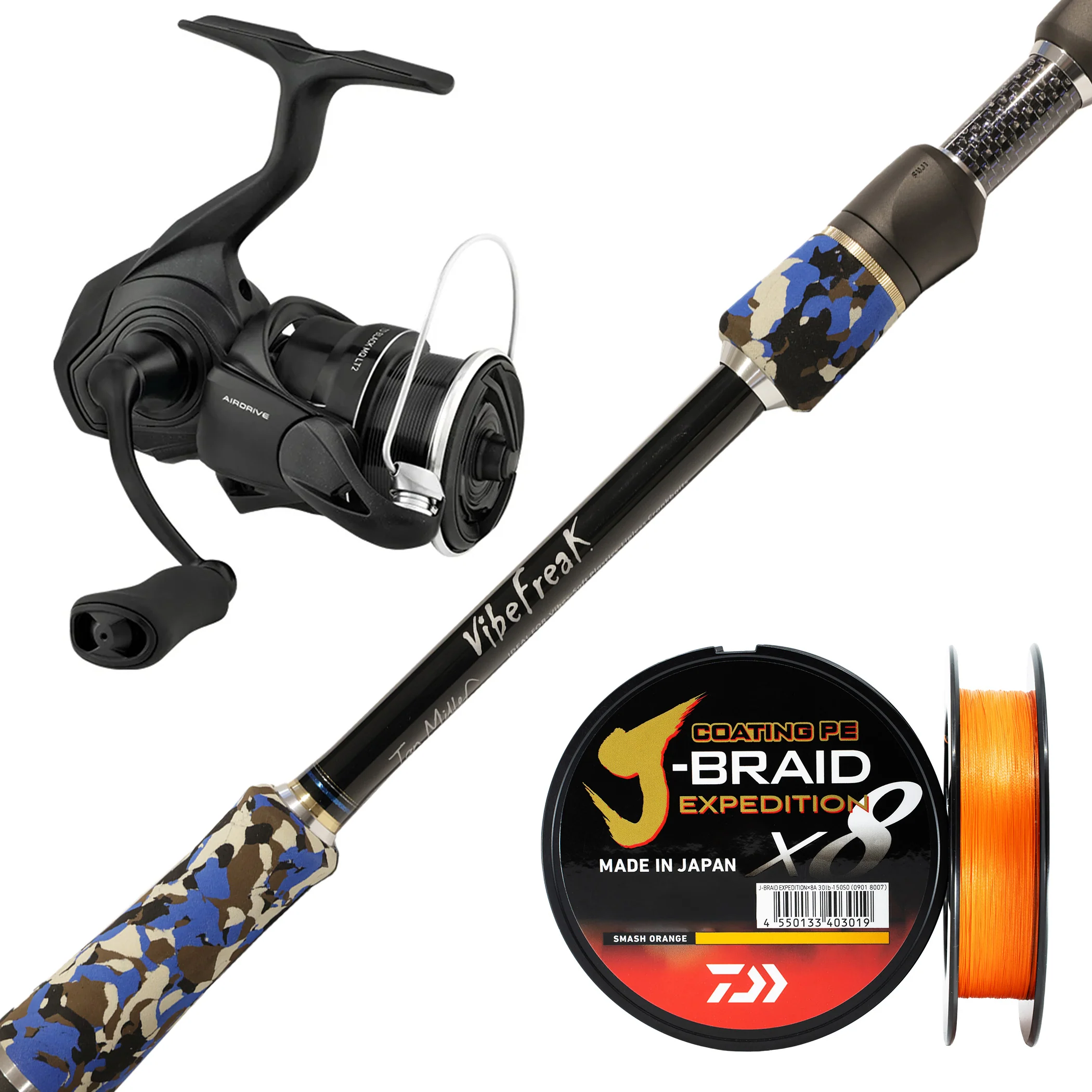 Millerods Vibefreak 7'3" 2pc 3-6kg (Butt Join)/ Daiwa 24 TD Black 3000D/ Daiwa J-Braid Expedition 10lb Orange - 150m
