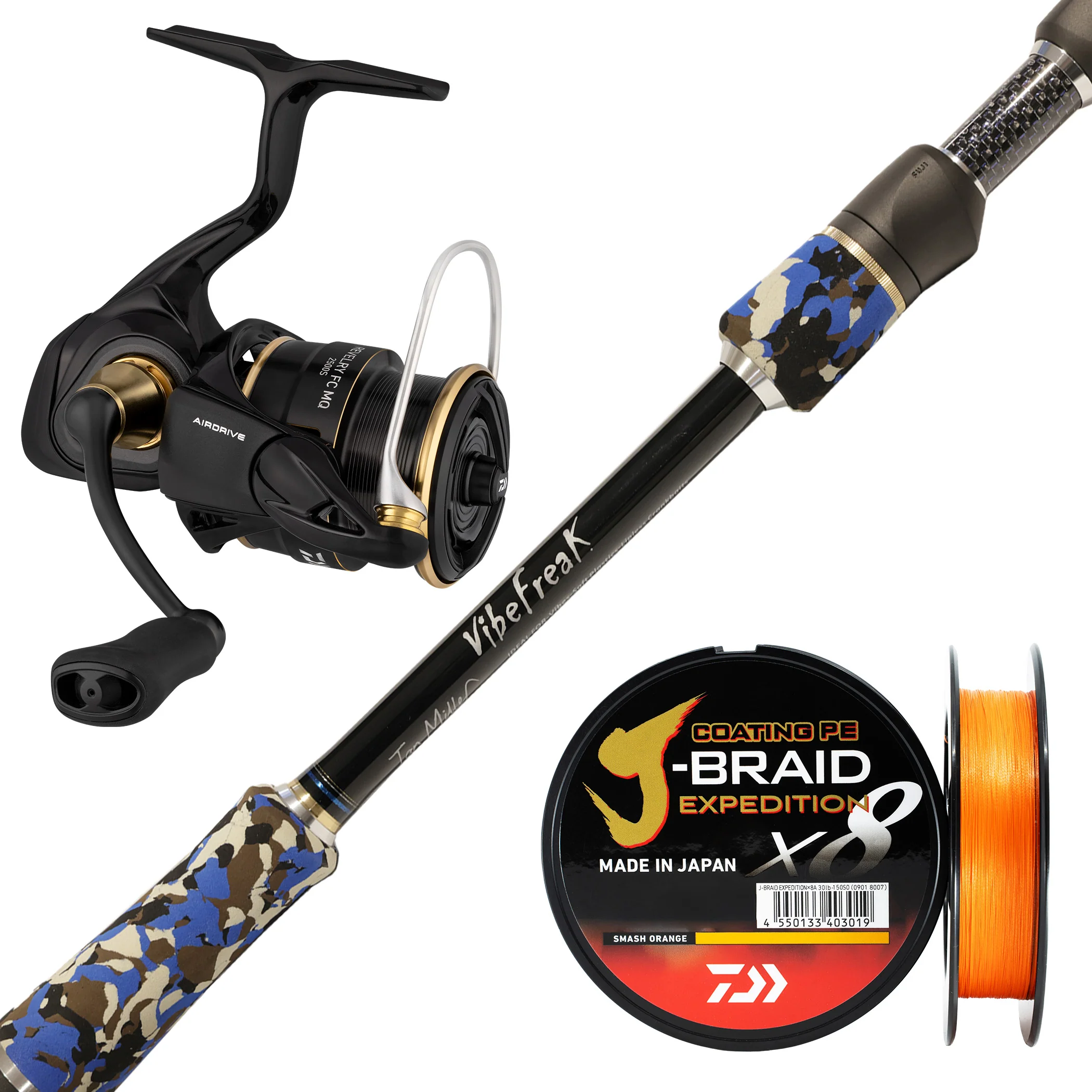 Millerods Vibefreak 7'3" 2pc (Butt Join) 3-6kg/ Daiwa 25 Revelry HD3000D-XH/ Daiwa J-Braid Expedition 12lb 150m - Orange