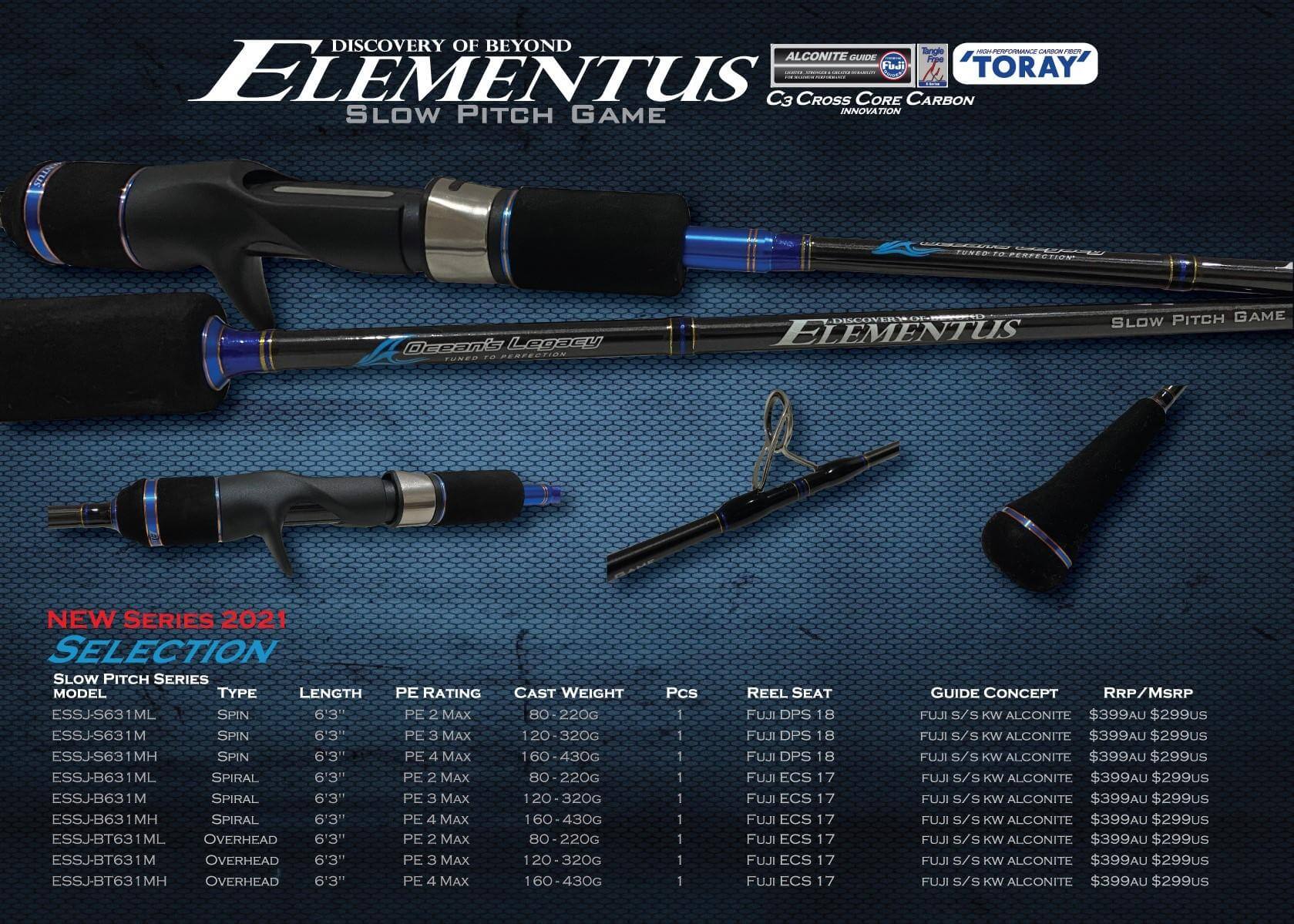 Ocean's Legacy Elementus Slow Pitch Spin Rod