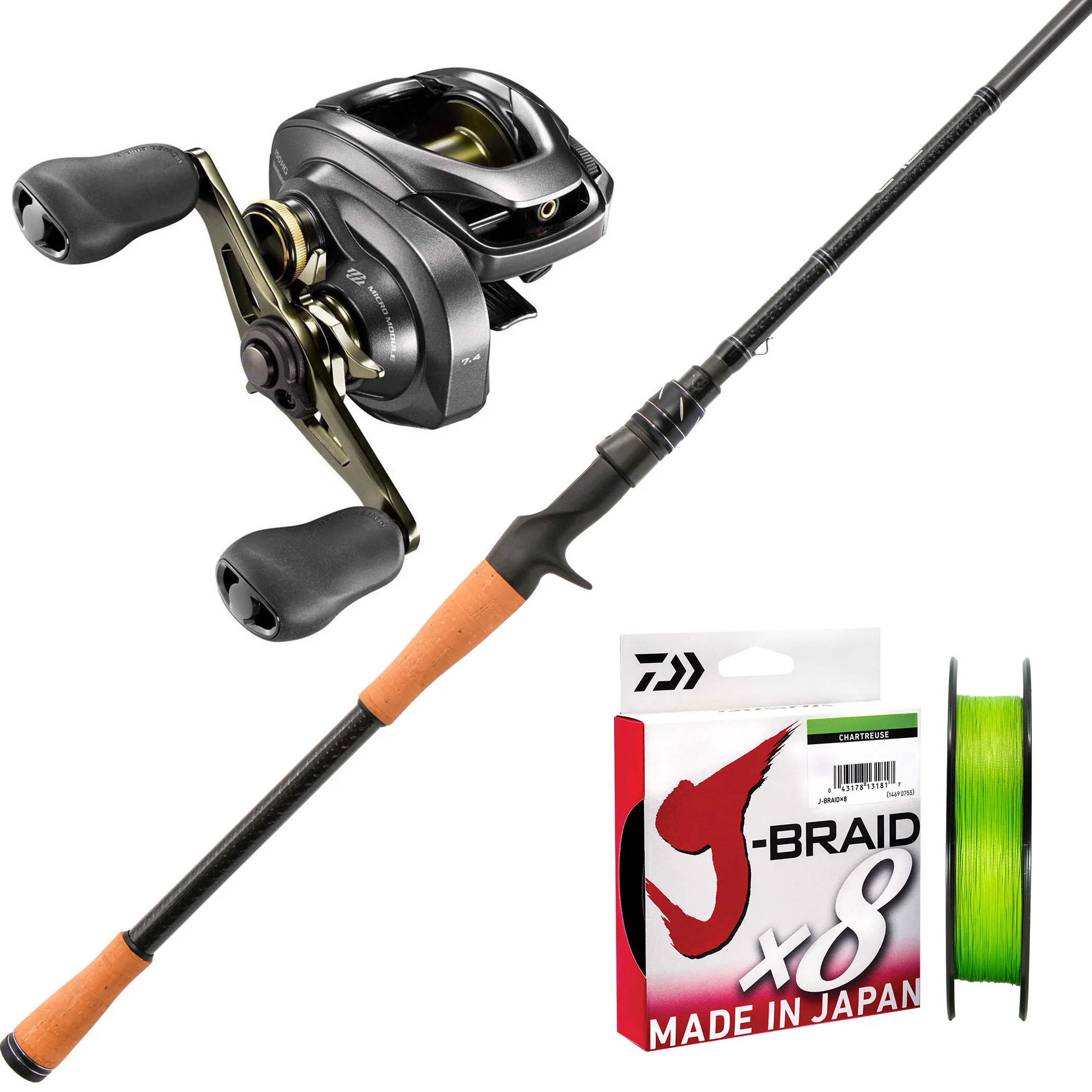 Samaki C-12 V4 7'3" 2pc (Butt Join) 12-25lb/ Shimano Curado DC 200HG/ Daiwa J-Braid 8 50lb 150m - Chartreuse