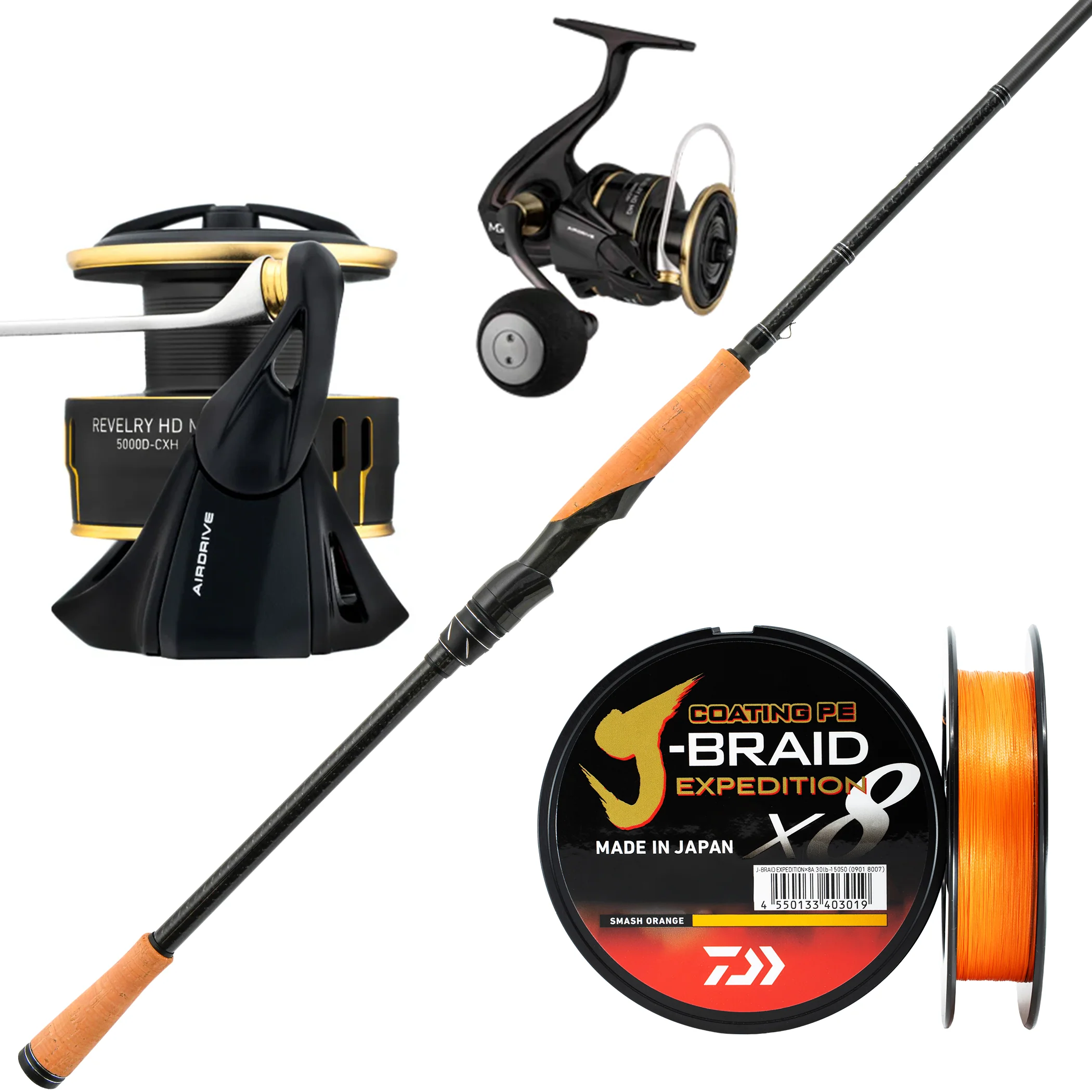 Samaki C-12 V4 7'6" 2pc (Butt Join) 15-30lb/ Daiwa 25 Revelry HD  5000D-CXH/ Daiwa J-Braid Expedition 25lb 300m - Orange