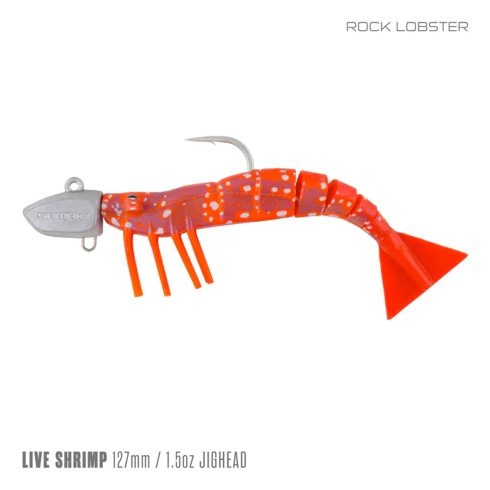 Samaki Live Shrimp Jighead Multipack 127mm 1.5oz Rigged Soft Plastic