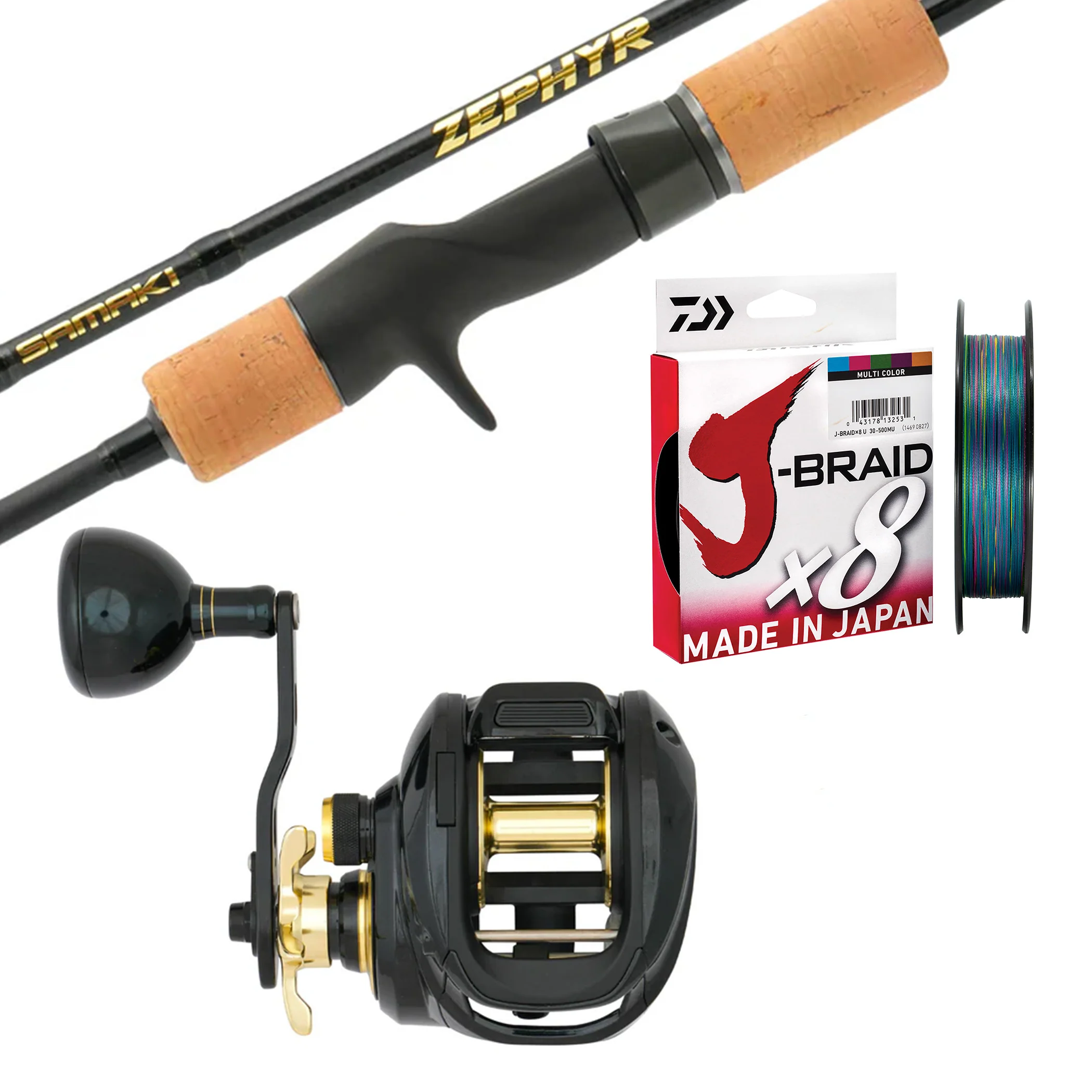 Samaki Zephyr 6'2" 1pc Pe3/ Samaki Zephyr HD 300-P/ Daiwa J-Braid 30lb 300m - Multicolour