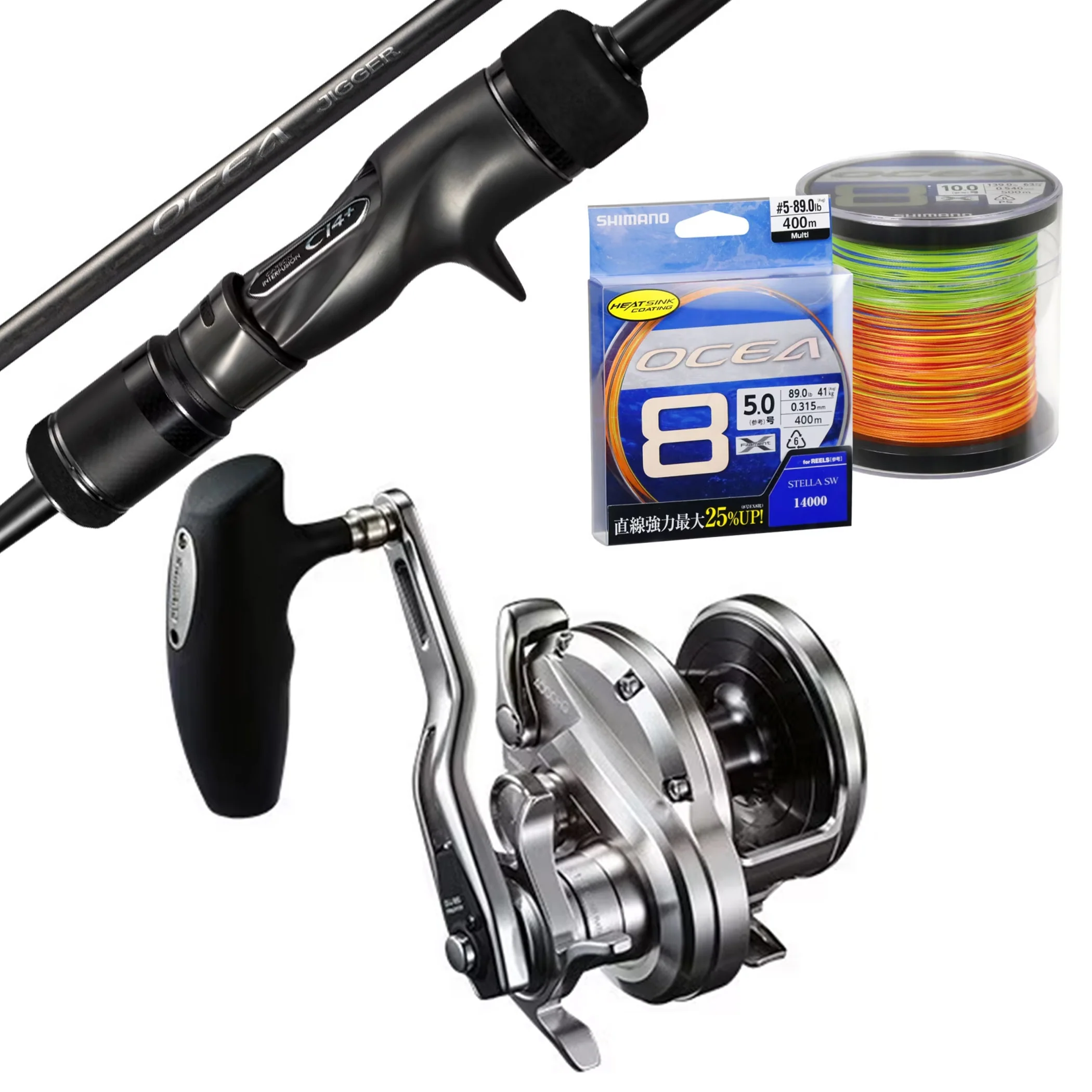 Shimano 24 Ocea Jigger 5'10" Pe6/ Shimano Ocea Jigger 4000 HG/ Shimano Ocea 8 Pe6 102lb - 400m