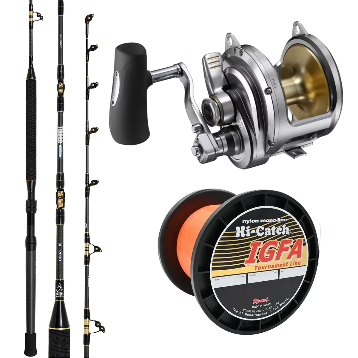 Shimano 25 Tiagra Ultra Single Butt 30-50/ Shimano Talica 2 Speed 40A/ Moimoi IGFA Mono 24kg Orange-Bulk Spooling (Sold in Increments of 100 Metres)