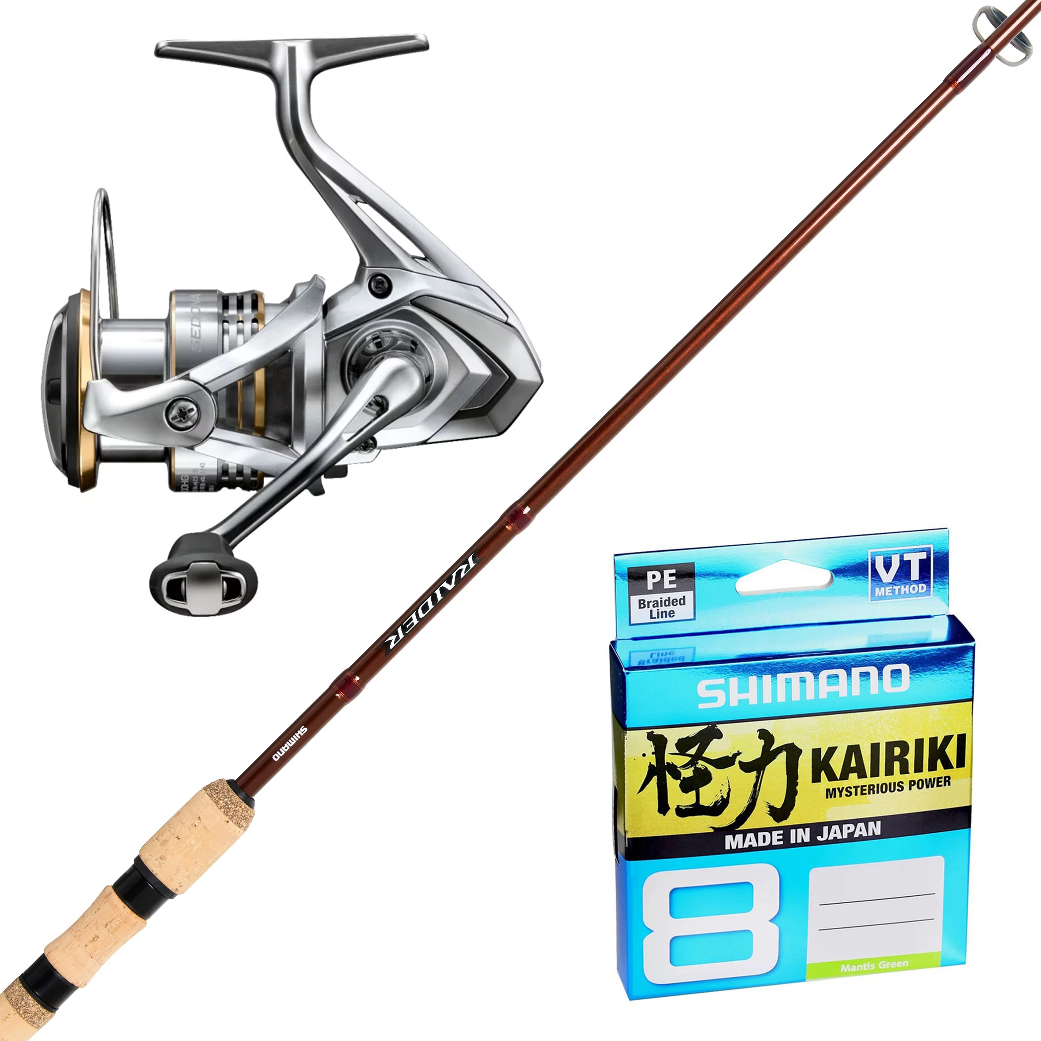 Shimano Raider 6'10" 2pc 3-5kg/ Shimano Sedona FJ 2500/ Shimano Kairiki 8lb 150m - Green