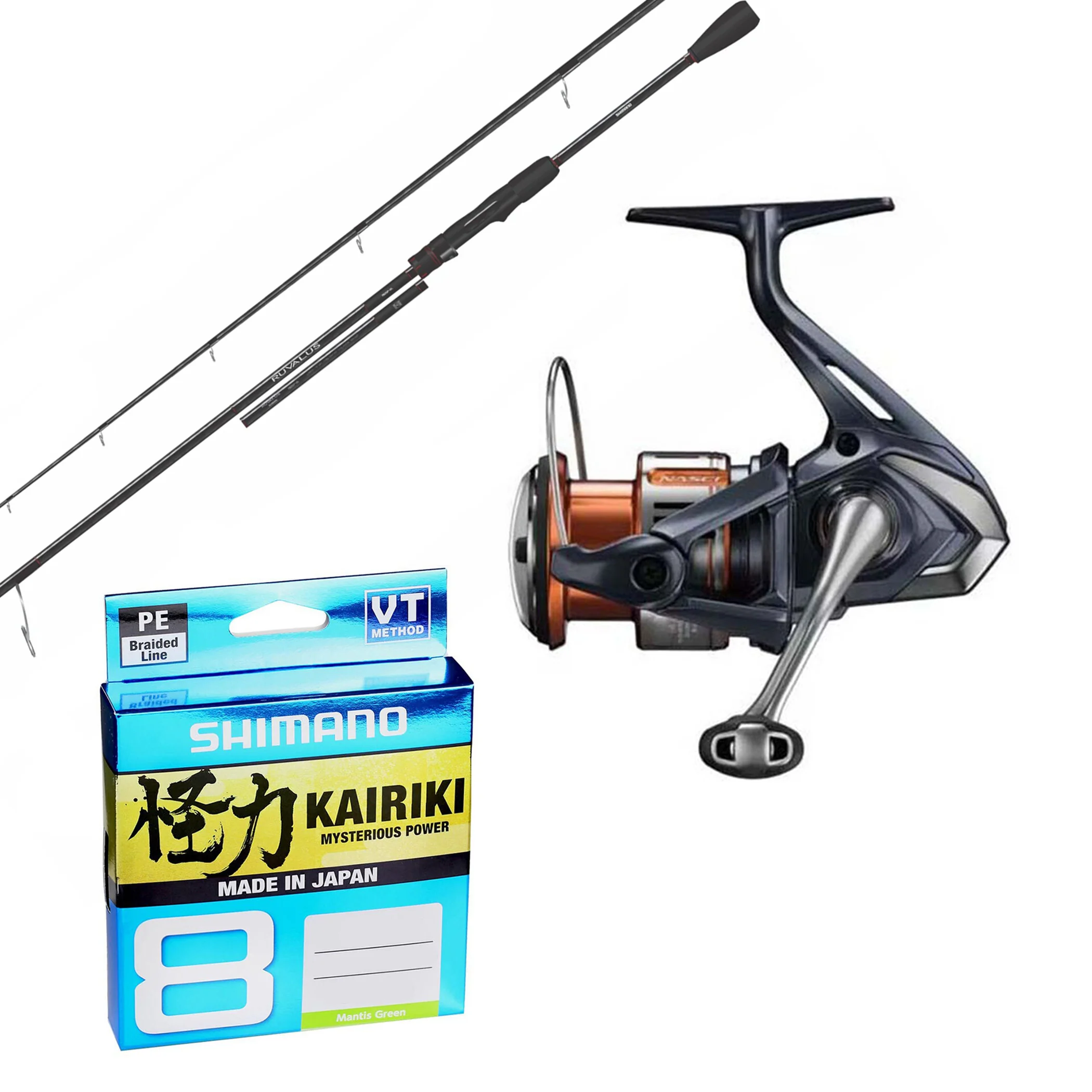 Shimano Ruvalus 7' 1pc 5-10kg/ Shimano Nasci 4000/ Shimano Kairiki 20lb 300m - Green