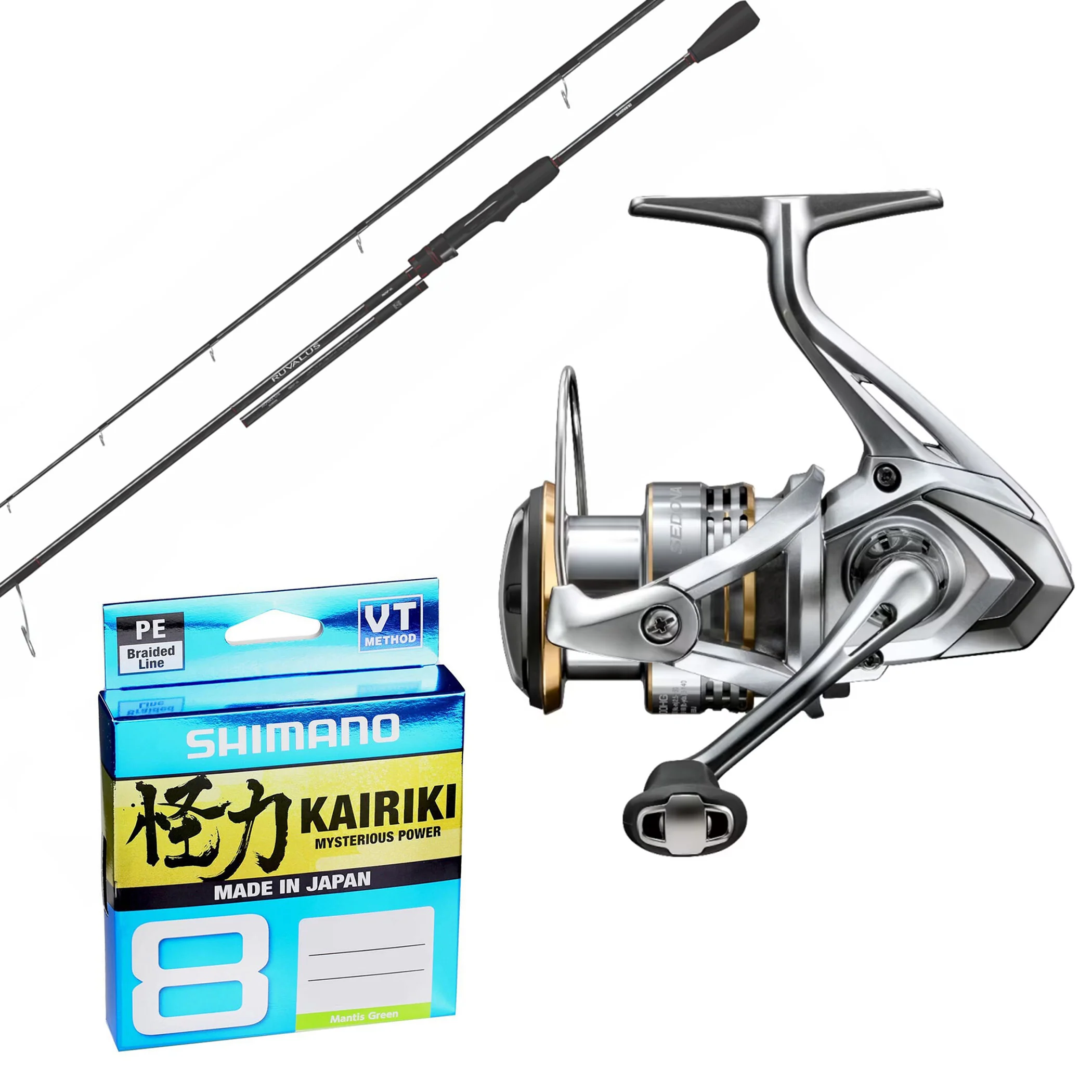 Shimano Ruvalus 7' 2pc 1-3kg/ Shimano Sedona FJ1000/ Shimano Kairiki 6lb Green - 150m