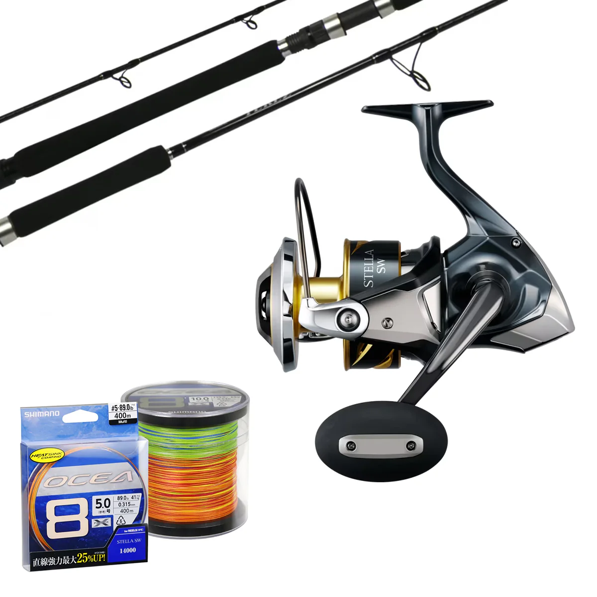 Shimano Terez 5'9" 2pc 50-80lb/ Shimano Stella SWD 10000HG/ Shimano Ocea 8 Pe 6.0 102lb - 400m