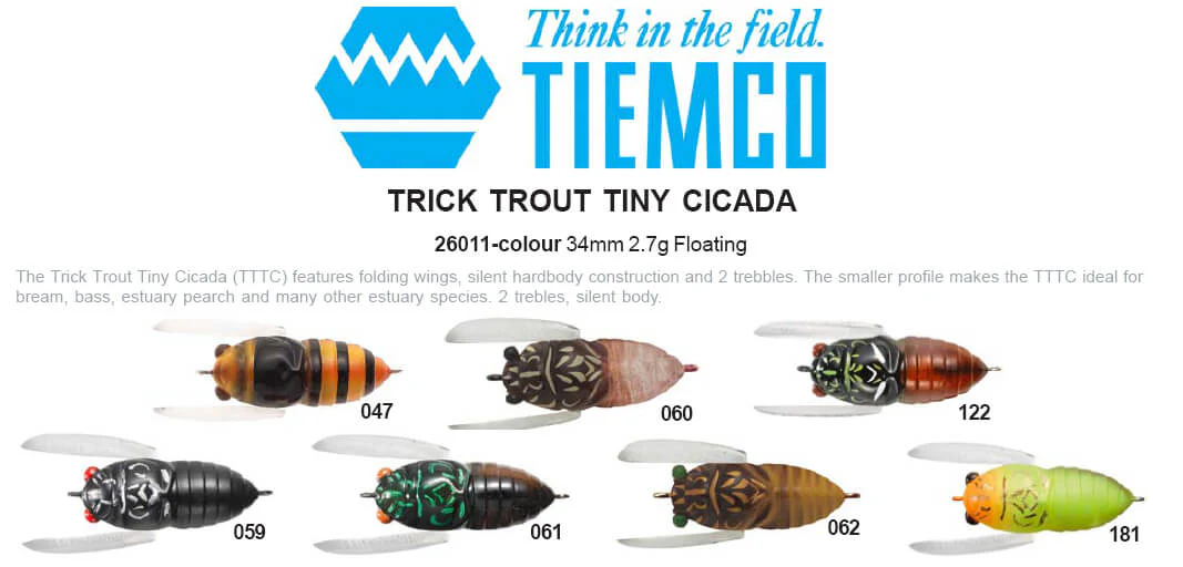 Tiemco Trick Trout 2.7g Tiny Cicada 34mm Floating Lure - Image 2